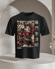 Tanjiro Kanji Panel Graphic T‑Shirt (Black)