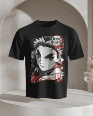 Rengoku Ember Gaze Portrait Graphic T‑Shirt (Black)