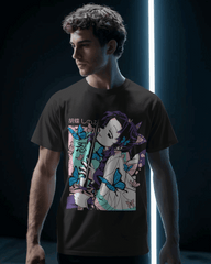 Shinobu Kocho Butterfly Bloom Graphic T‑Shirt (Black)