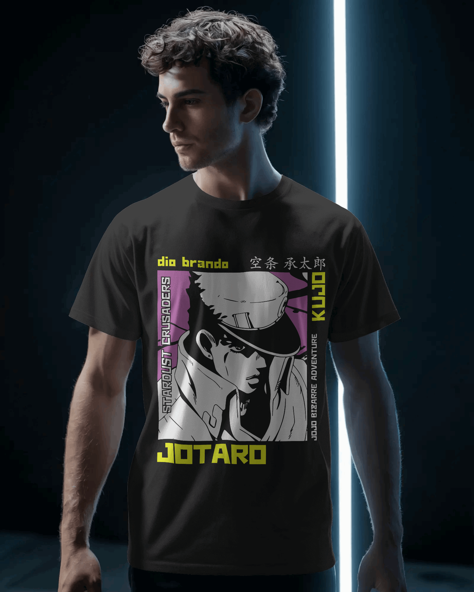 JoJo’s Bizarre Adventure Jotaro Kujo Pop Art Graphic T-Shirt (Black)
