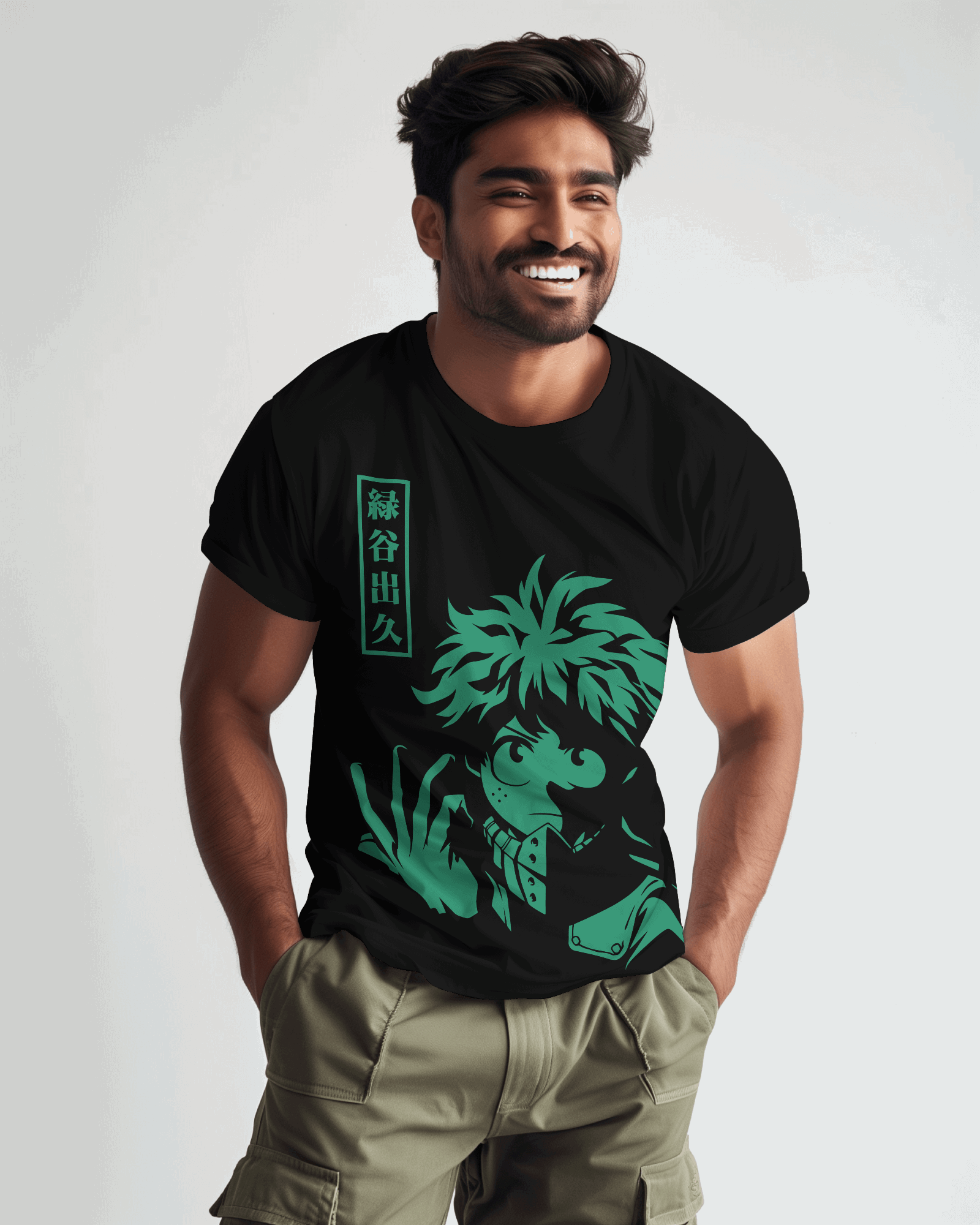 My Hero Academia Midoriya Green Glow Graphic T-Shirt (Black)