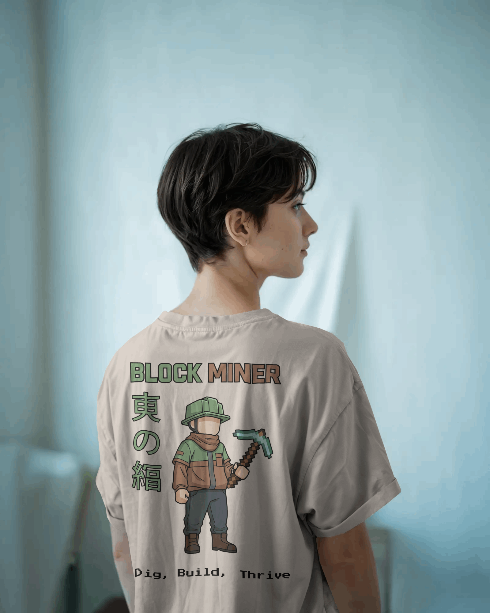 Block Miner White Oversized T-shirt