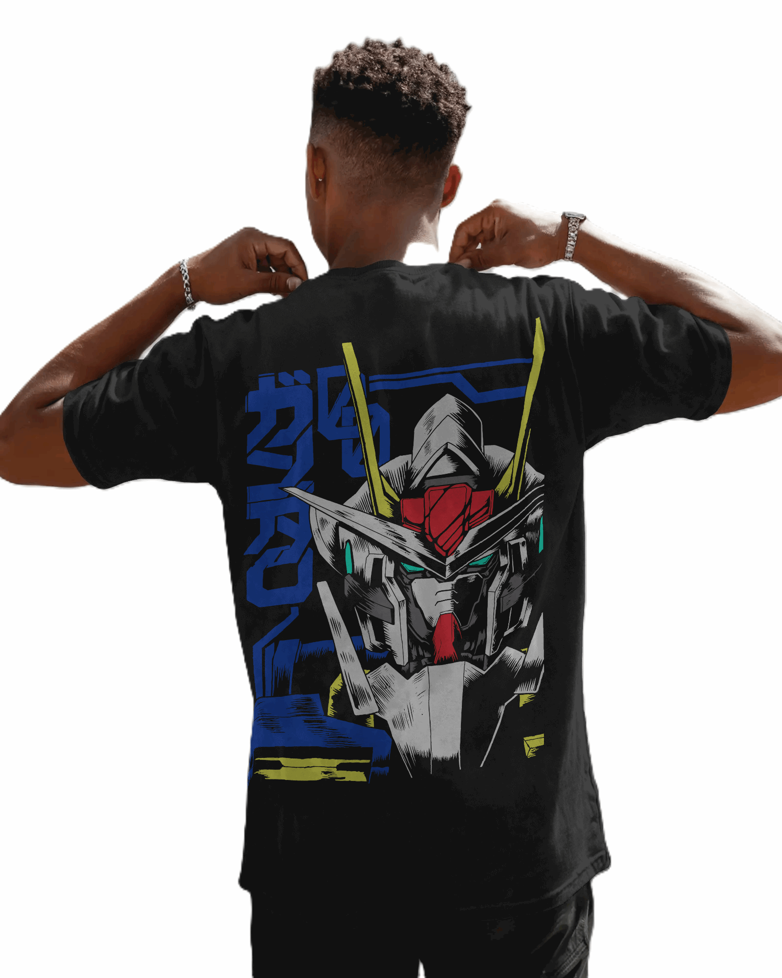 Mobile Suit Gundam Mecha Head Graphic T-Shirt – Black (Back Print)
