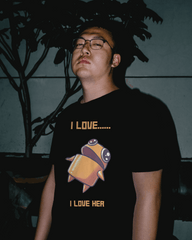 Black I love her Graphic printed Oversized Tshirt