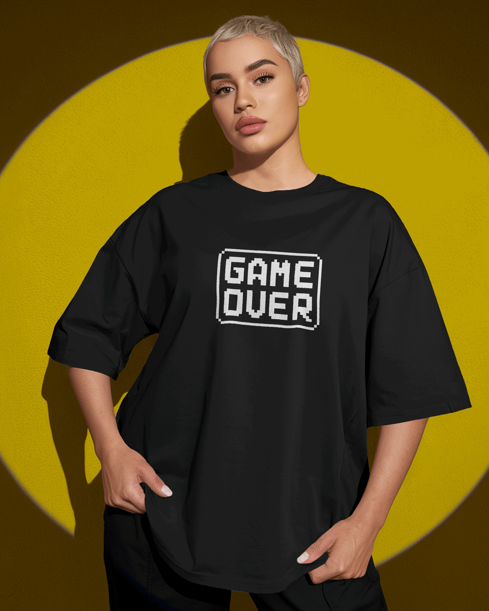 Game Over Graphic printed Oversized Tshirt