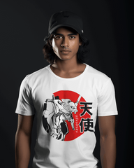 Neon Genesis Evangelion Mecha Red Sun Graphic T-Shirt – White