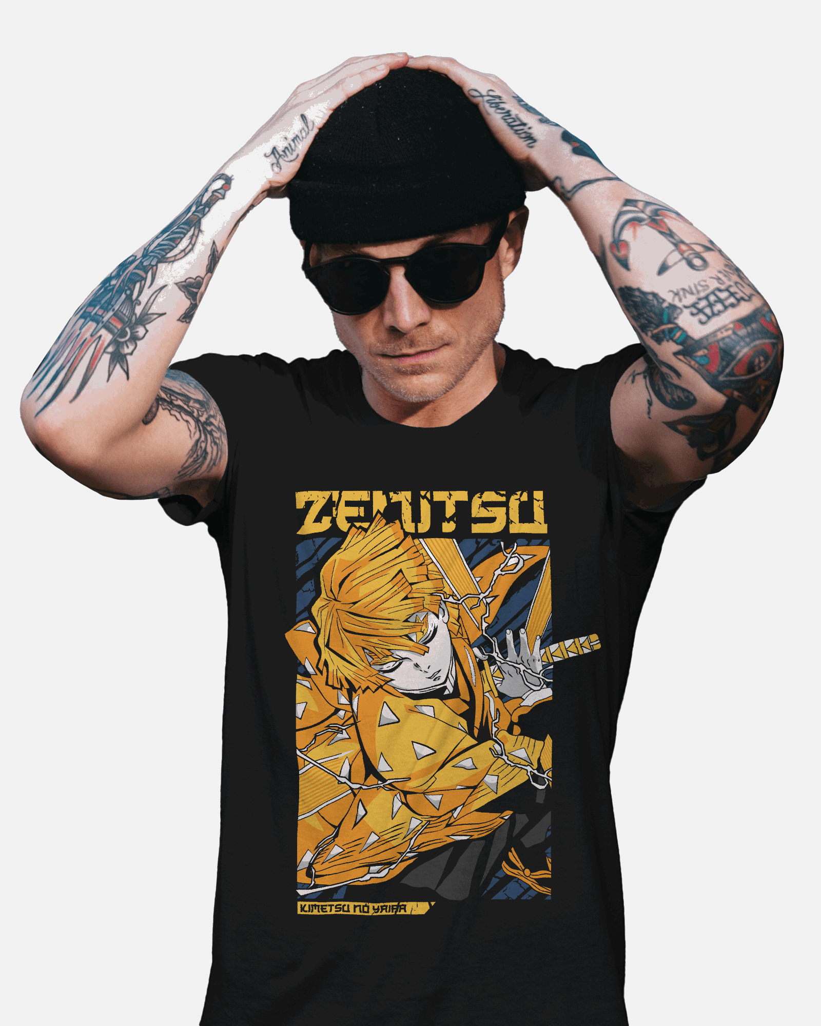 Demon Slayer Zenitsu Thunder Strike Graphic T-Shirt – Black
