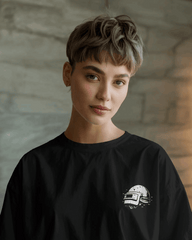 Patt Se Headshot Black Printed Oversized T-shirt