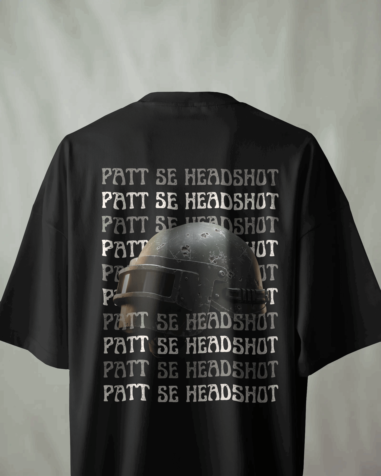 Patt Se Headshot Black Printed Oversized T-shirt