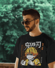Demon Slayer Zenitsu Thunder Breathing Graphic T-Shirt – Black