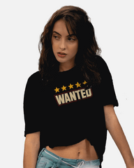 Black Wanted Graphic printed Oversized Tshirt