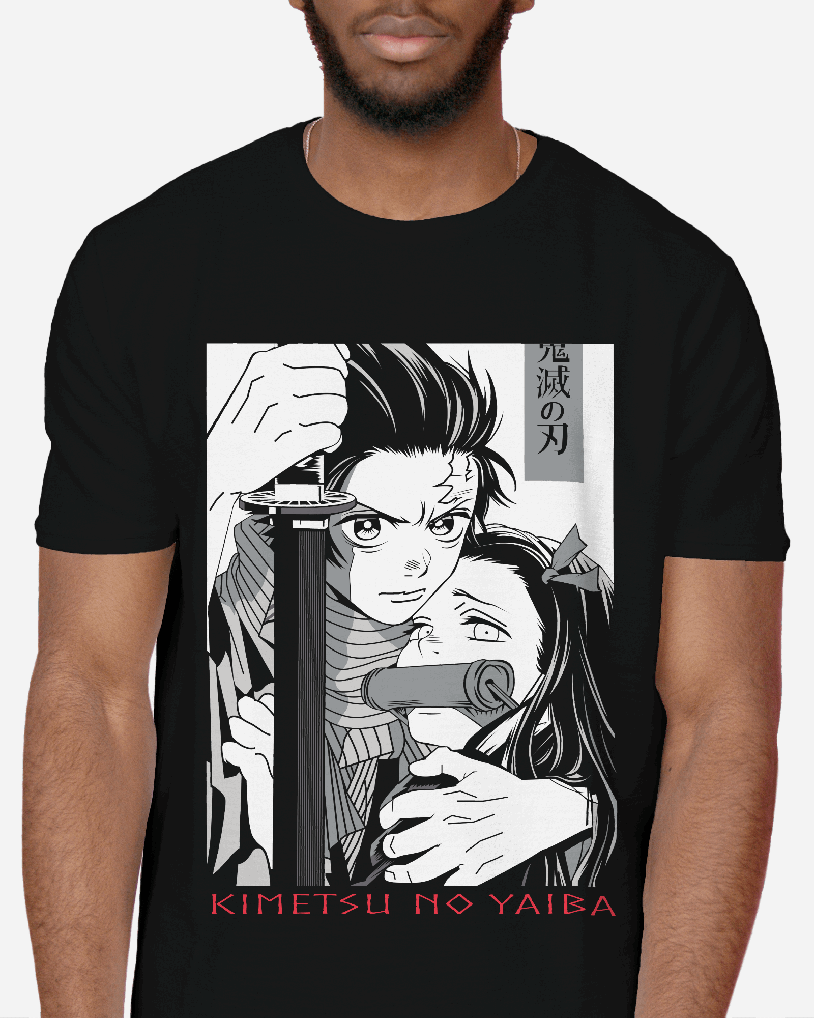 Tanjiro & Nezuko Guardian Blade Manga Panel T‑Shirt (Black)