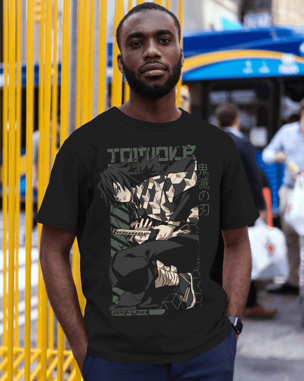 Giyu Tomioka Water Hashira Stealth Graphic T‑Shirt (Black)