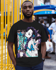 Shinobu Kocho Butterfly Bloom Graphic T‑Shirt (Black)