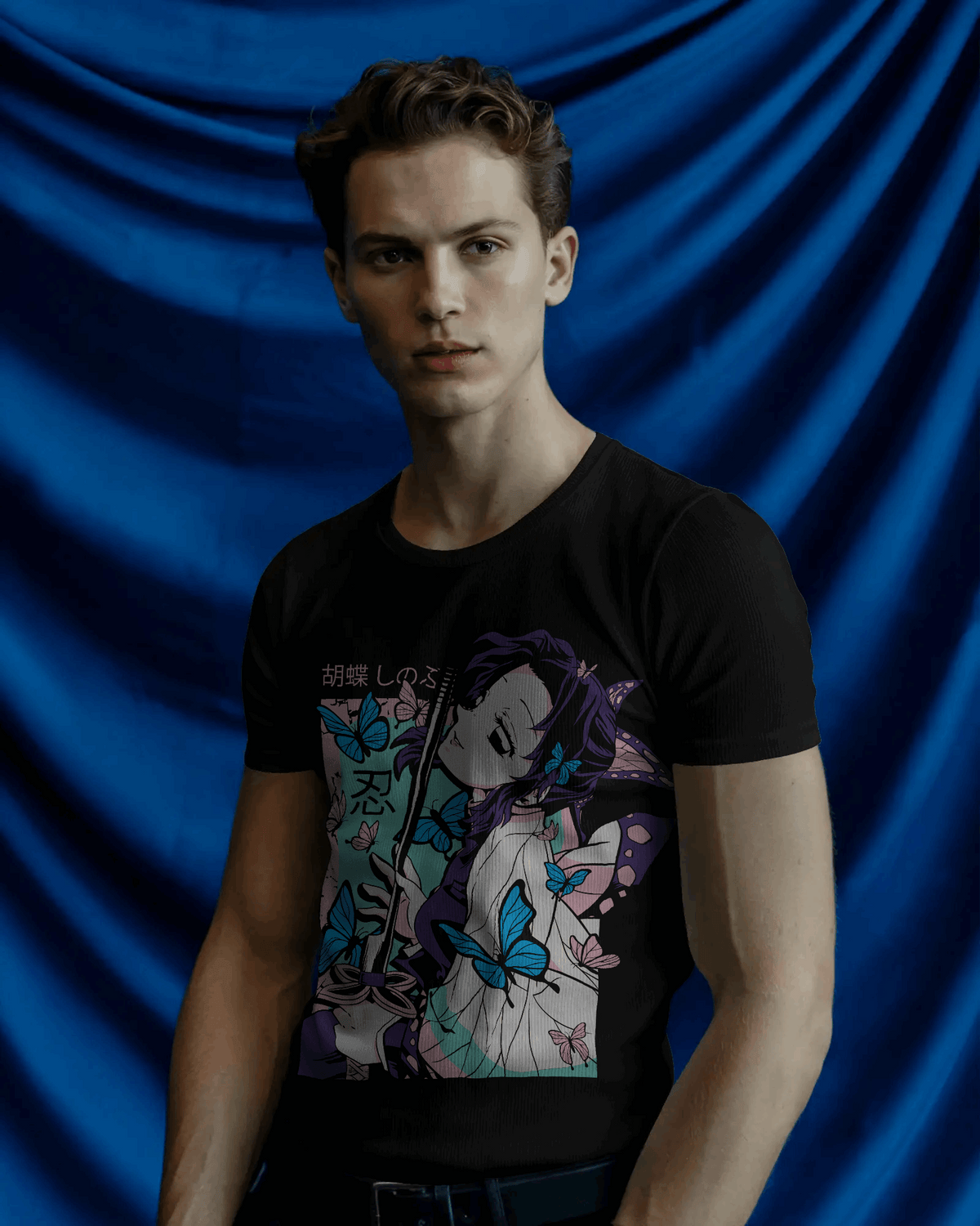 Shinobu Kocho Butterfly Bloom Graphic T‑Shirt (Black)