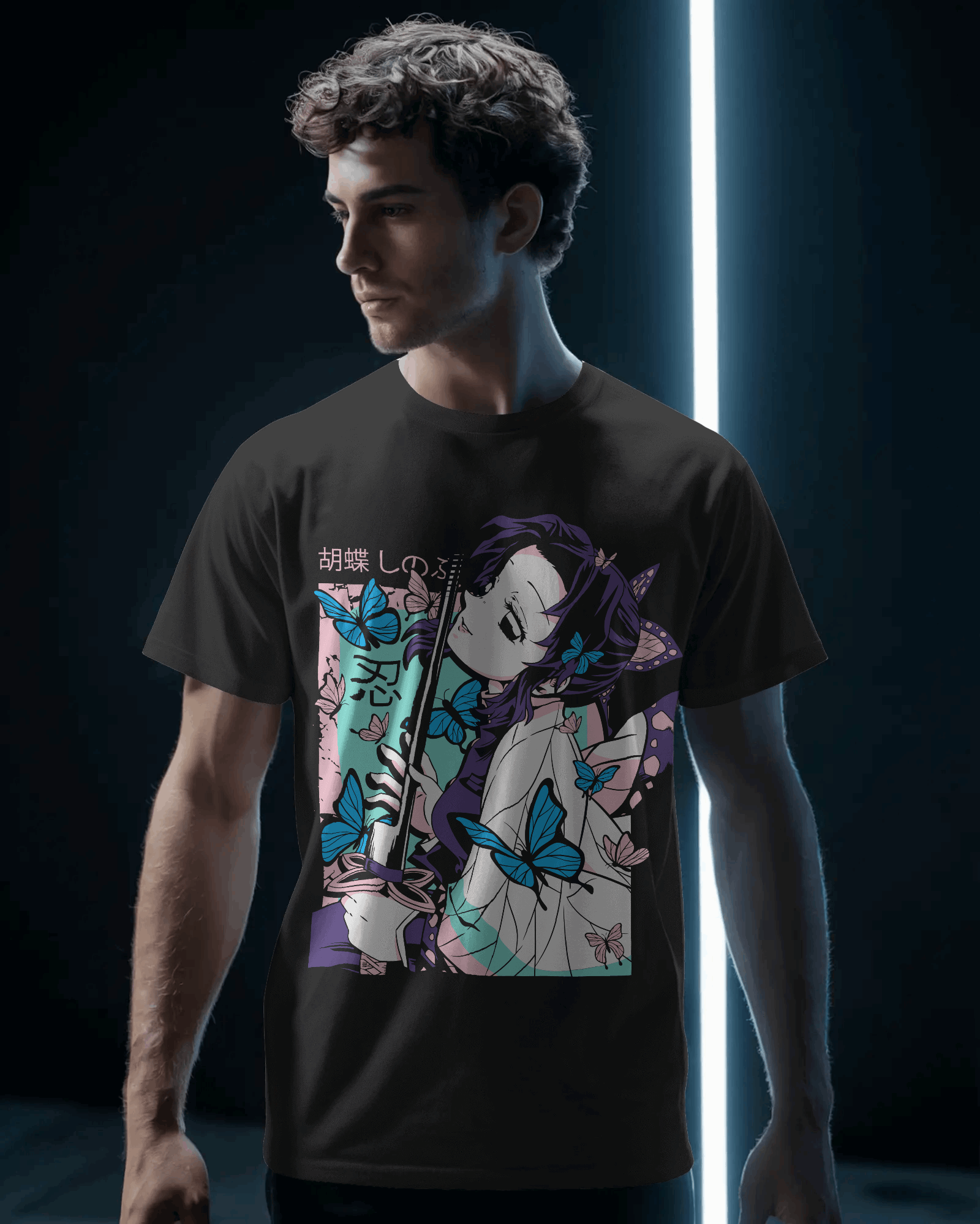 Shinobu Kocho Butterfly Bloom Graphic T‑Shirt (Black)