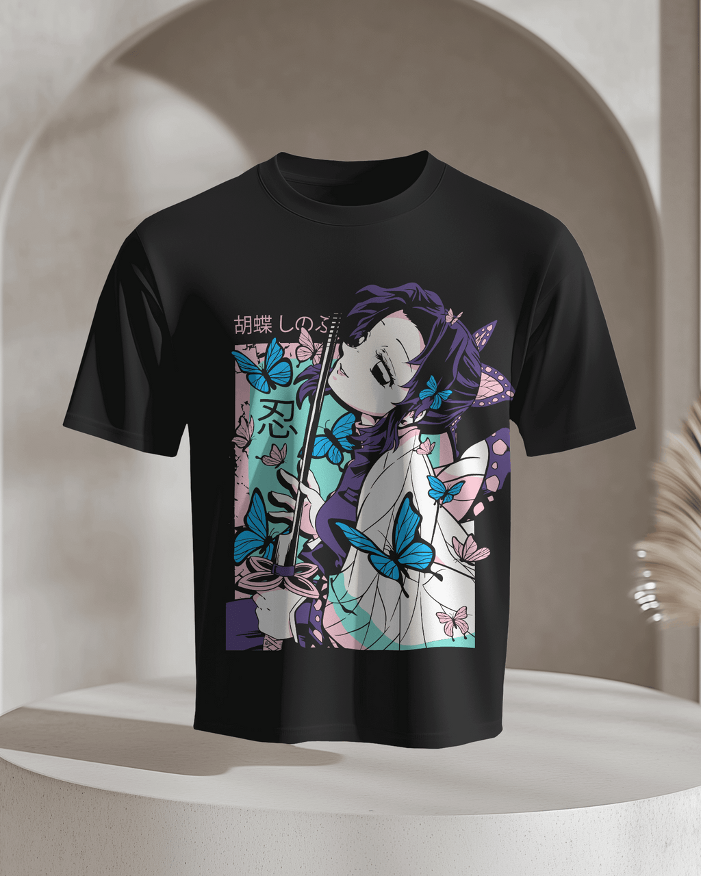 Shinobu Kocho Butterfly Bloom Graphic T‑Shirt (Black)