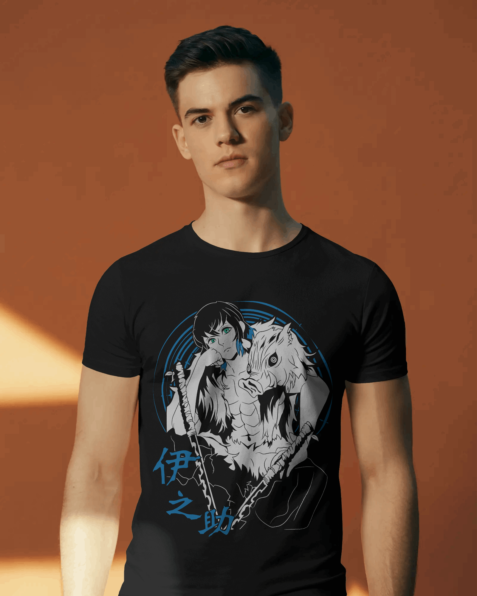 Inosuke Hashibira Boar Mask Duo Graphic T‑Shirt (Black)