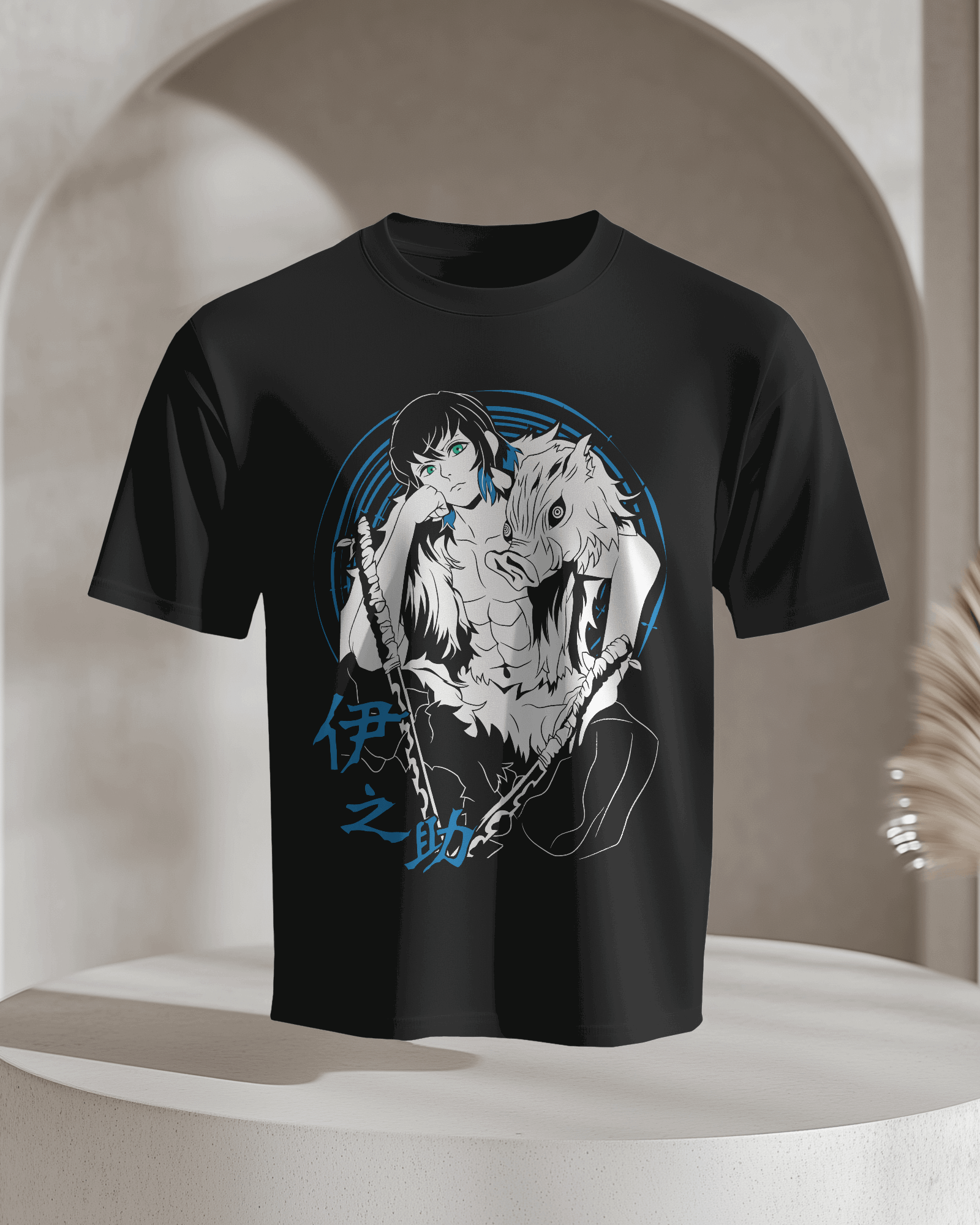 Inosuke Hashibira Boar Mask Duo Graphic T‑Shirt (Black)