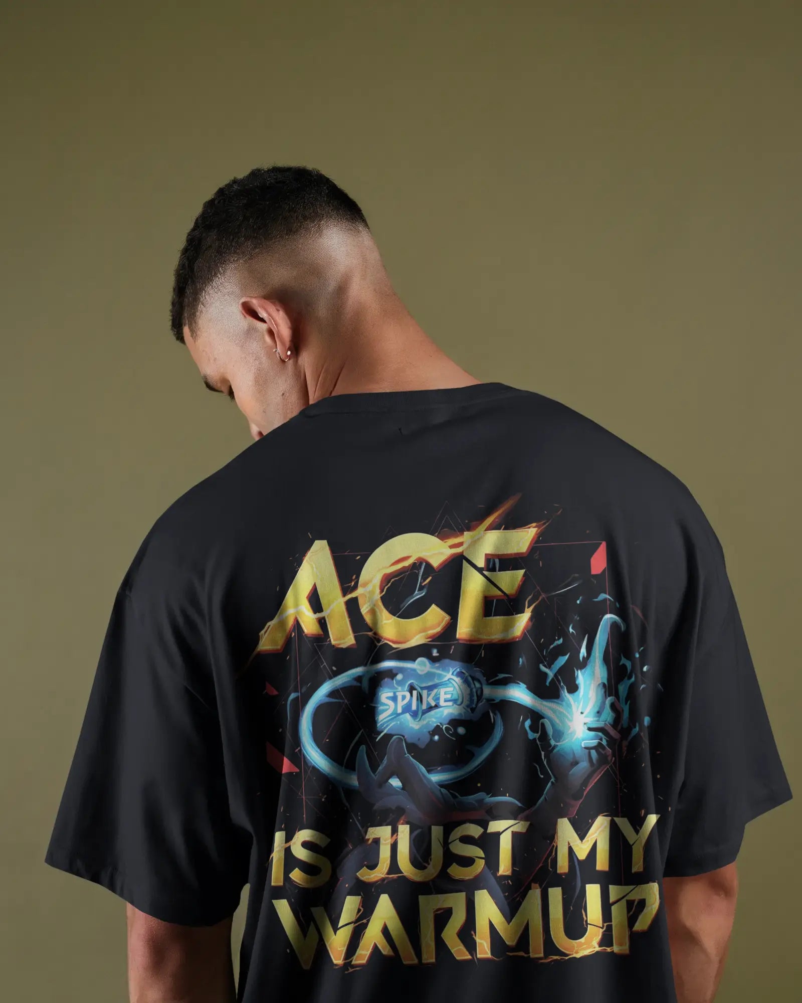 Black Ace Warmup Graphic printed Oversized Tshirt