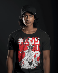 Chainsaw Man Manga Art Graphic T-Shirt – Black
