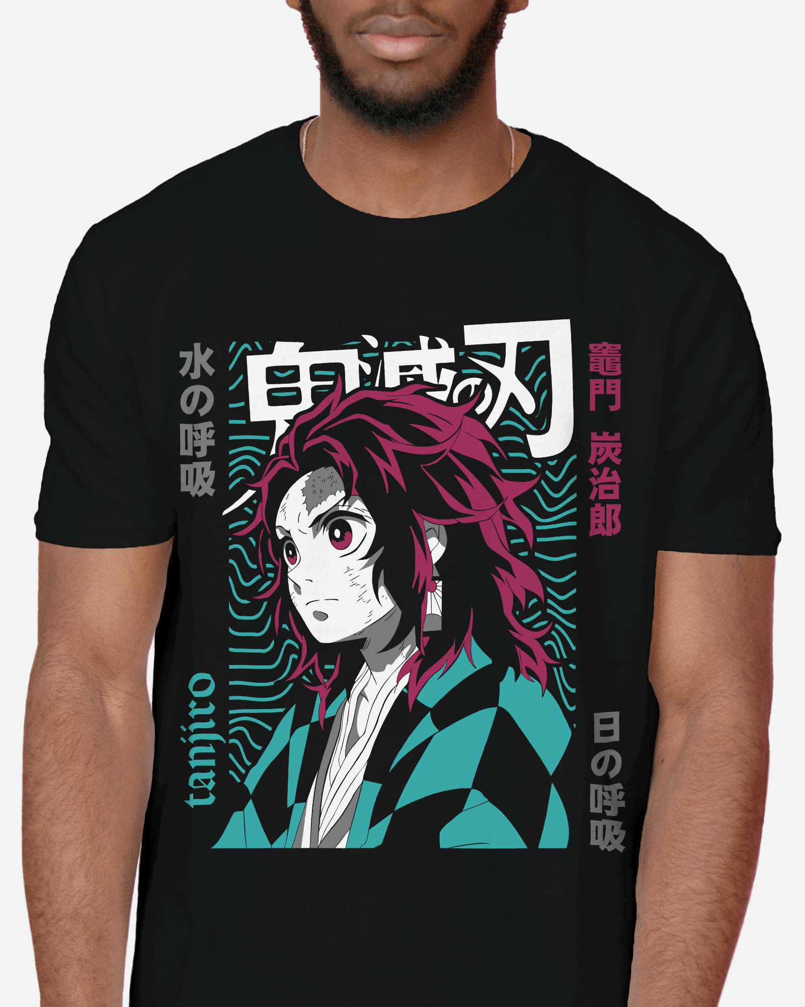Demon Slayer Tanjiro Neon Graphic T-Shirt (Black)