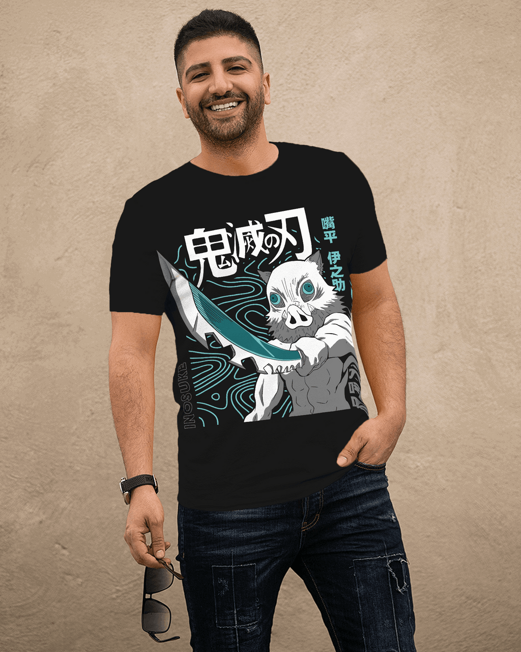 Demon Slayer Inosuke Beast Form Graphic T-Shirt (Black)