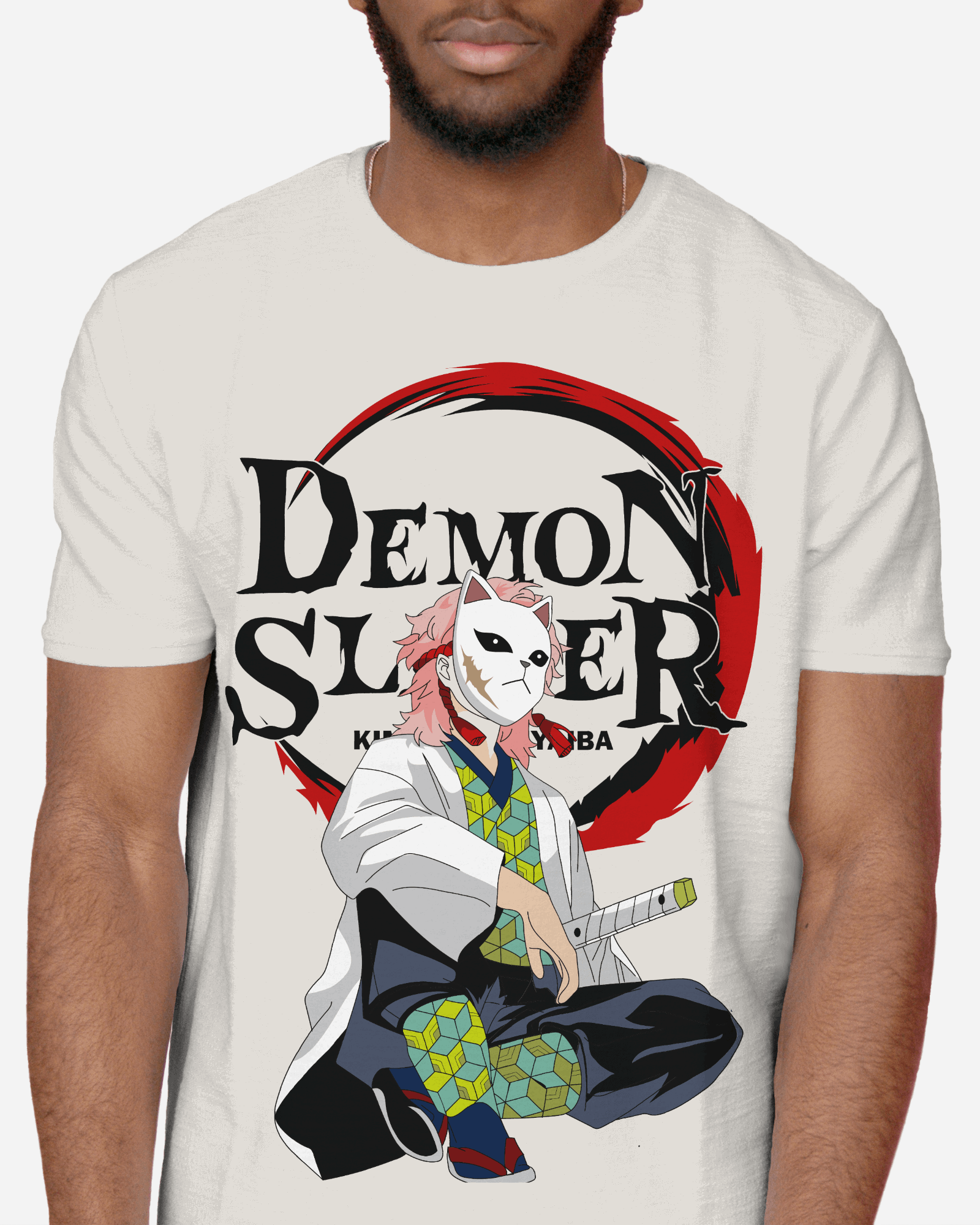 Demon Slayer Masked Swordsman Graphic T-Shirt (White)