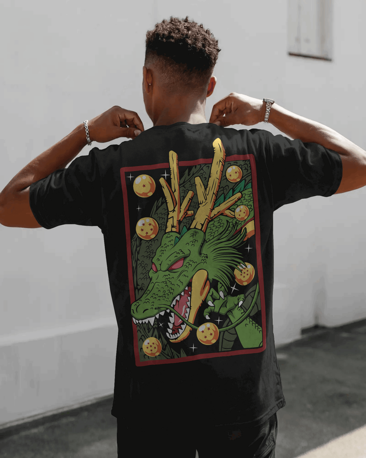 Dragon Ball Shenron & Dragon Balls Graphic T-Shirt (Black)