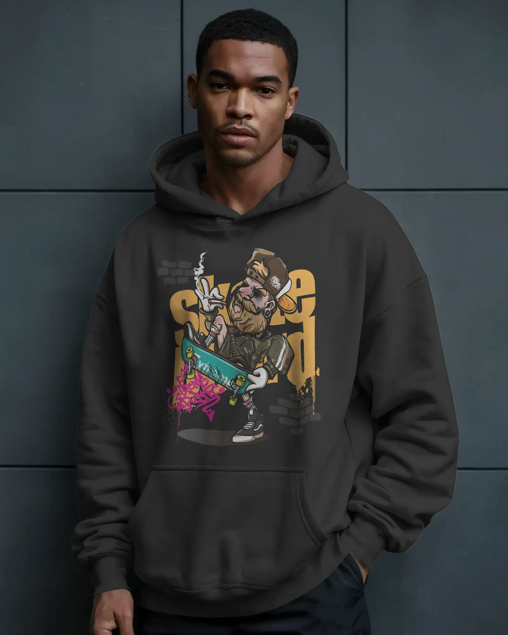 Mercury X “Skate Squad” 300 GSM Heavy Fleece Hoodie – Urban Graphic Statement Wear