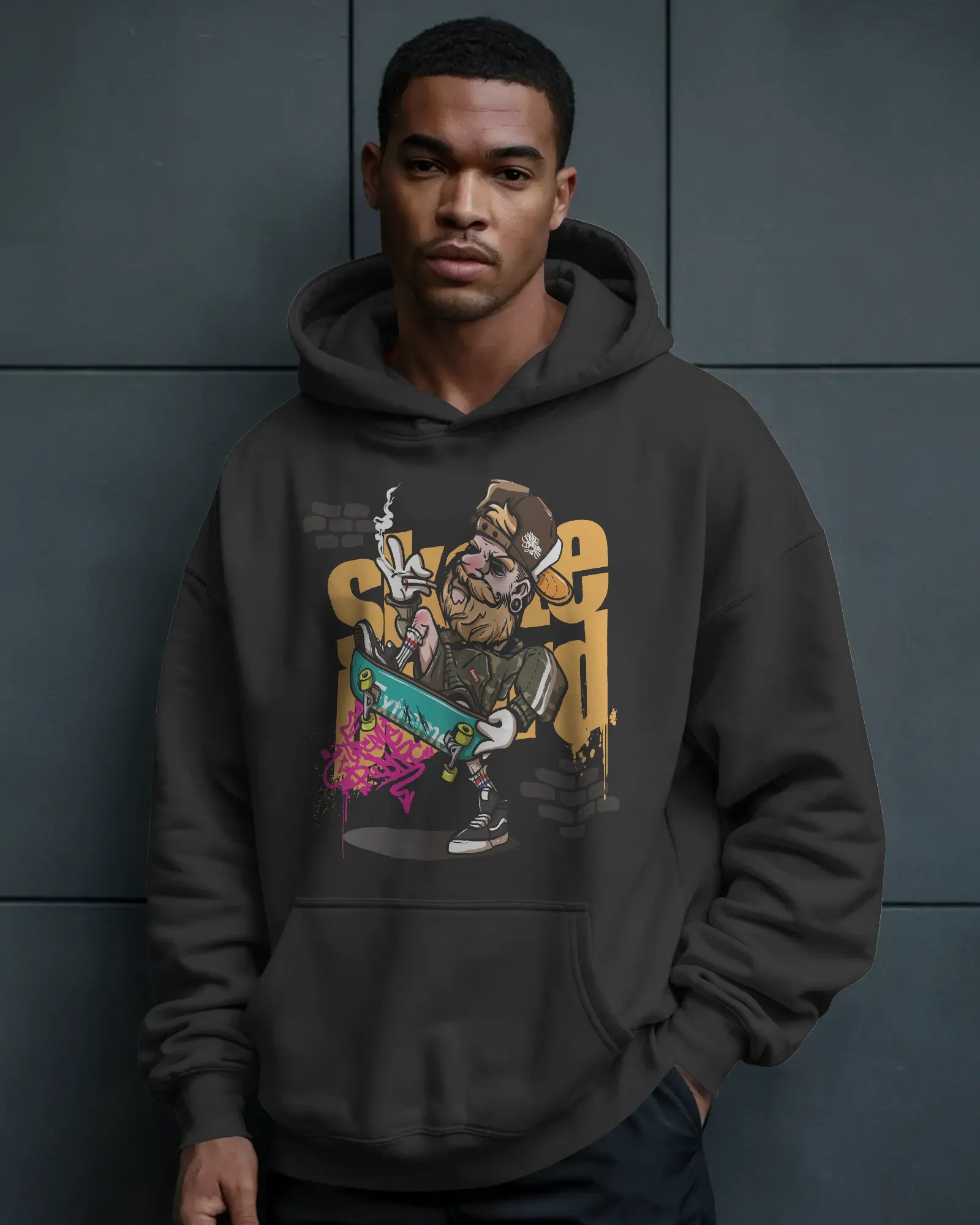 Mercury X “Skate Squad” 300 GSM Heavy Fleece Hoodie – Urban Graphic Statement Wear