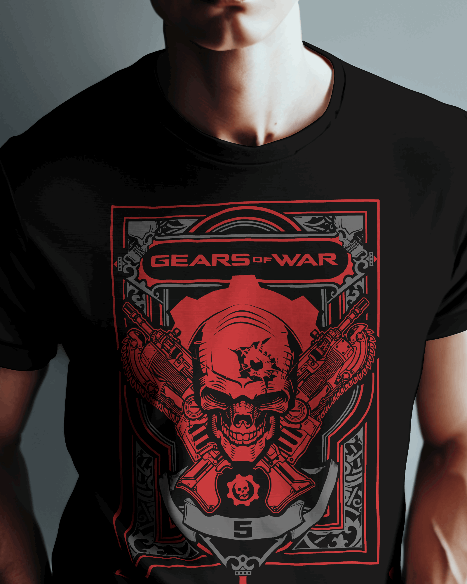 Gears of War 5 Crimson Skull Graphic T-Shirt – Black & Red