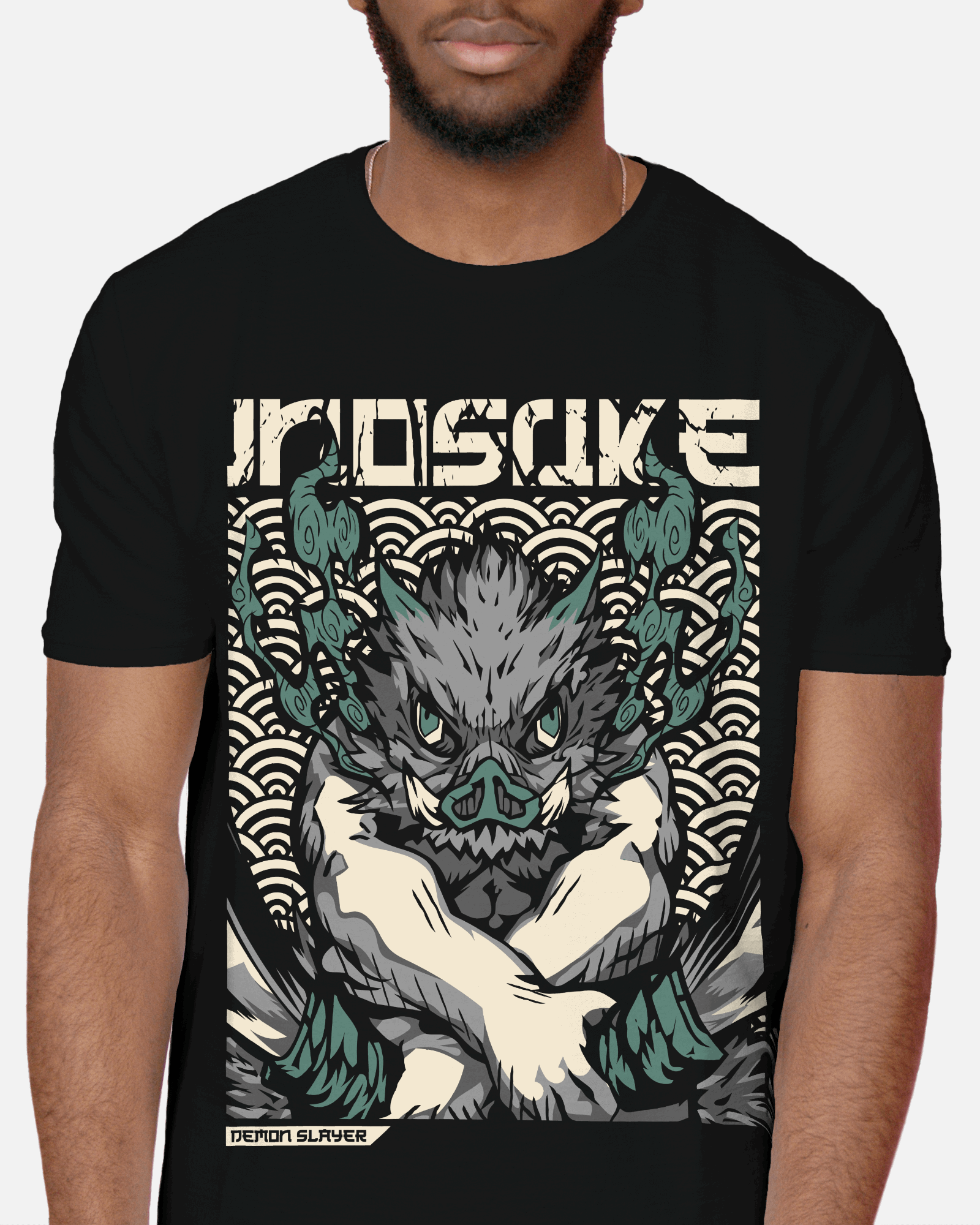 Demon Slayer Inosuke Wild Style Graphic T-Shirt (Black)