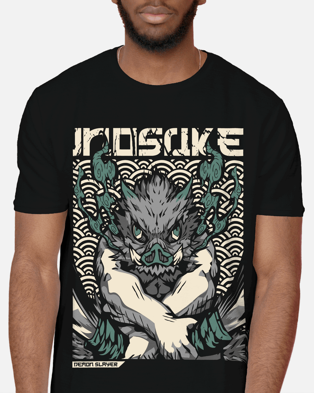 Demon Slayer Inosuke Wild Style Graphic T-Shirt (Black)
