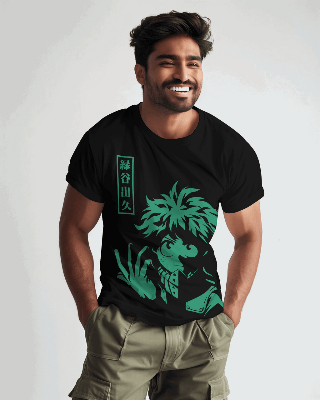 My Hero Academia Midoriya Green Glow Graphic T-Shirt (Black)