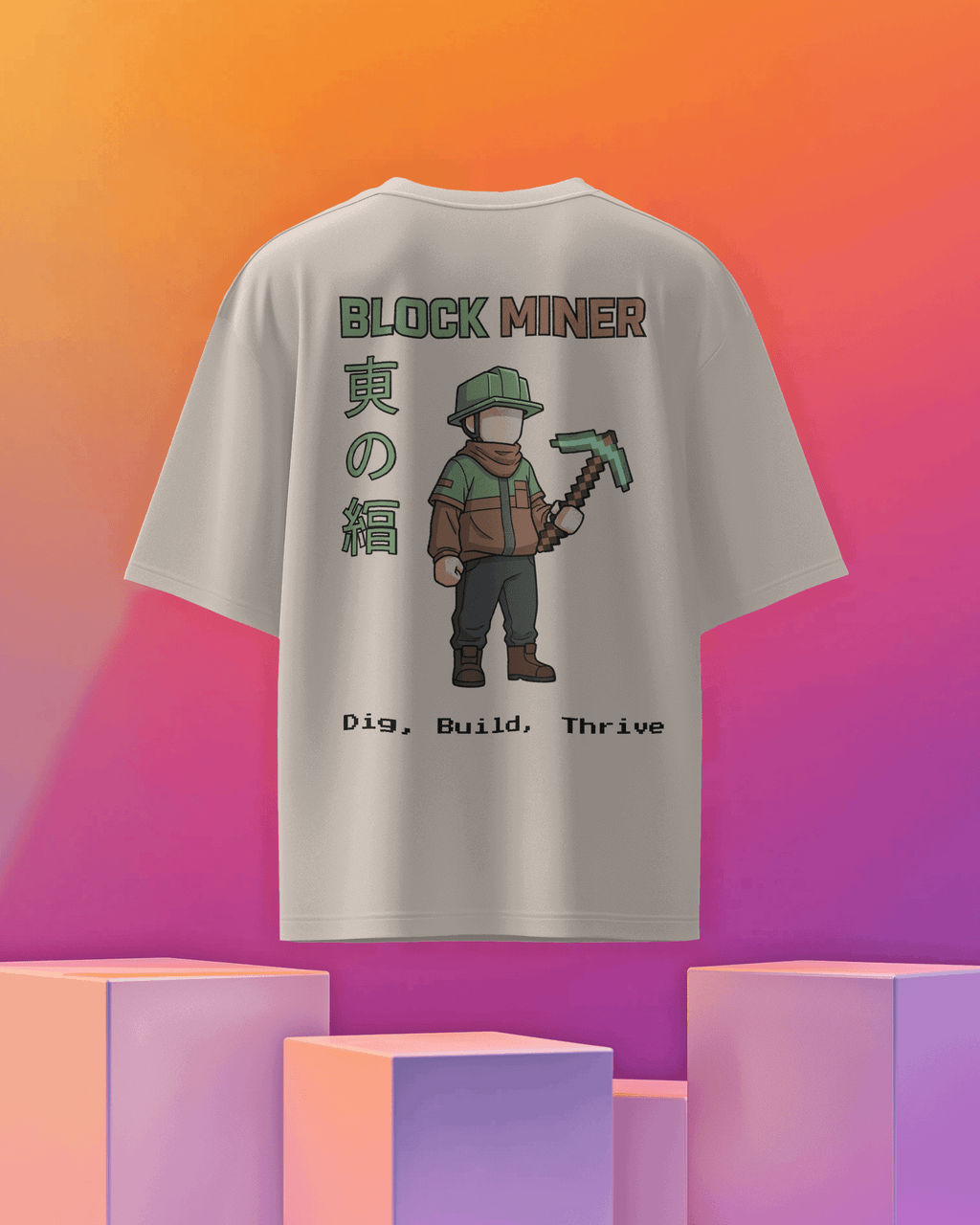 Block Miner White Oversized T-shirt