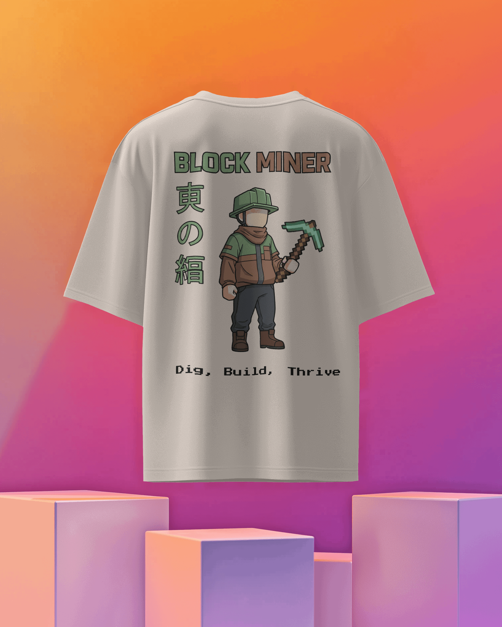 Block Miner White Oversized T-shirt