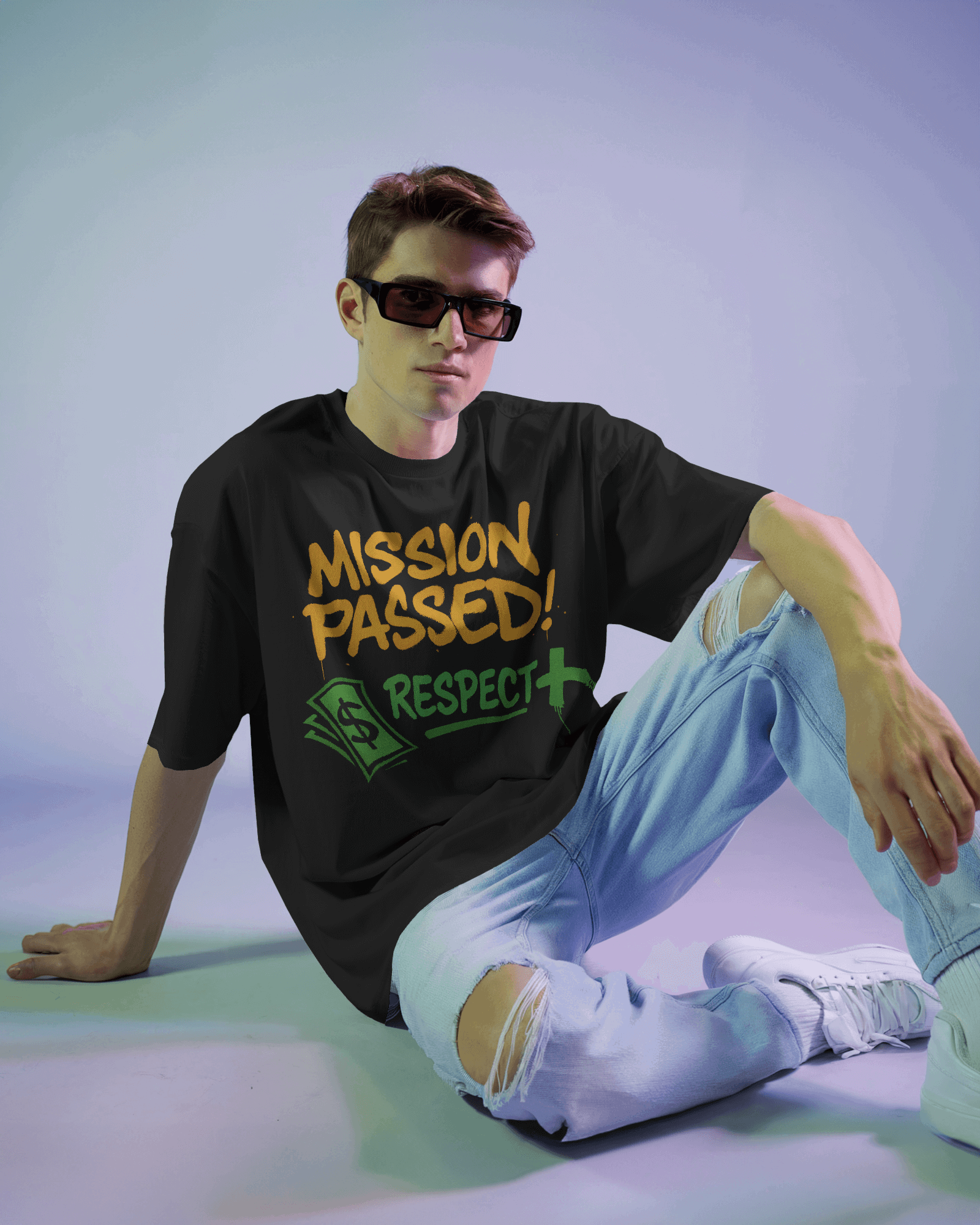 Mission Passed Graphic printed Oversized Tshirt