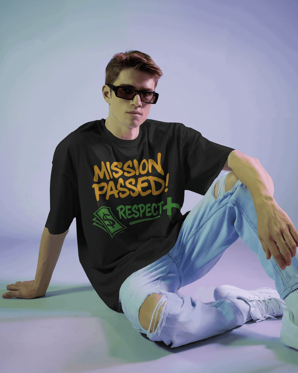Mission Passed Graphic printed Oversized Tshirt