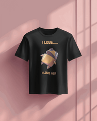 Black I love her Graphic printed Oversized Tshirt