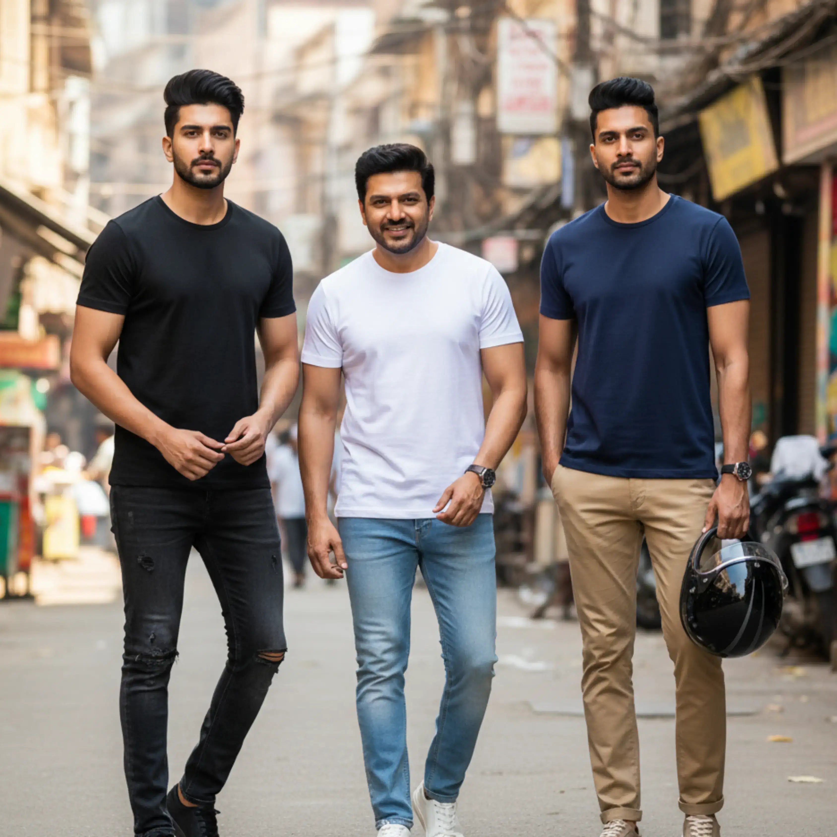 Premium Cotton Round Neck T-Shirt (Pack of 3) | 100% Cotton Round-Neck Tshirt | Plain Premium Tshirt | Festive Limited Sale