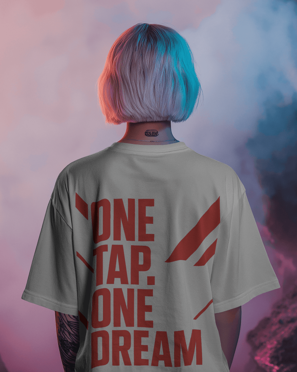 One Tap One Dream White Oversized T-shirt