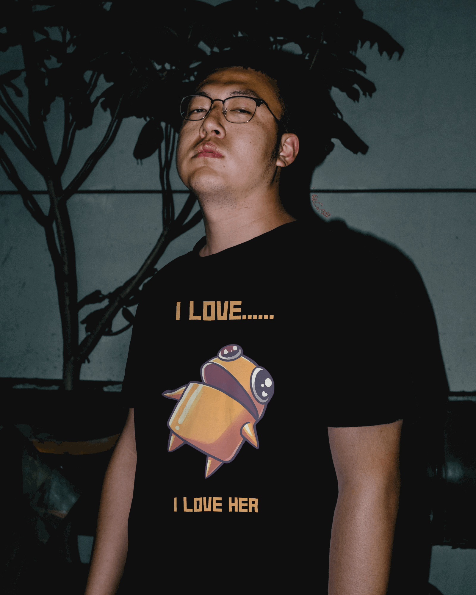 Black I love her Graphic printed Oversized Tshirt