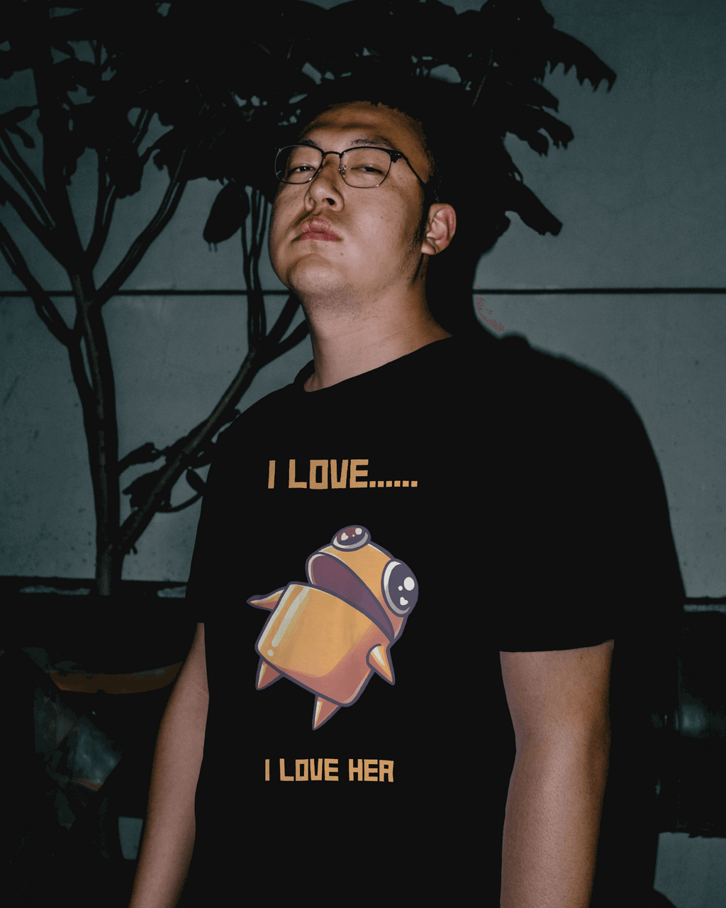 Black I love her Graphic printed Oversized Tshirt