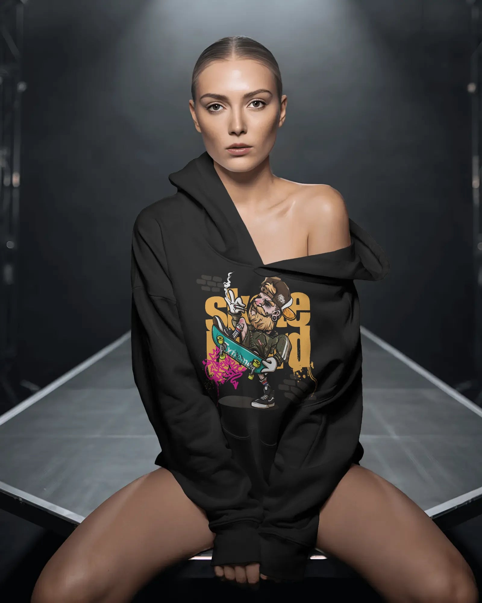 Mercury X “Skate Squad” 300 GSM Heavy Fleece Hoodie – Urban Graphic Statement Wear