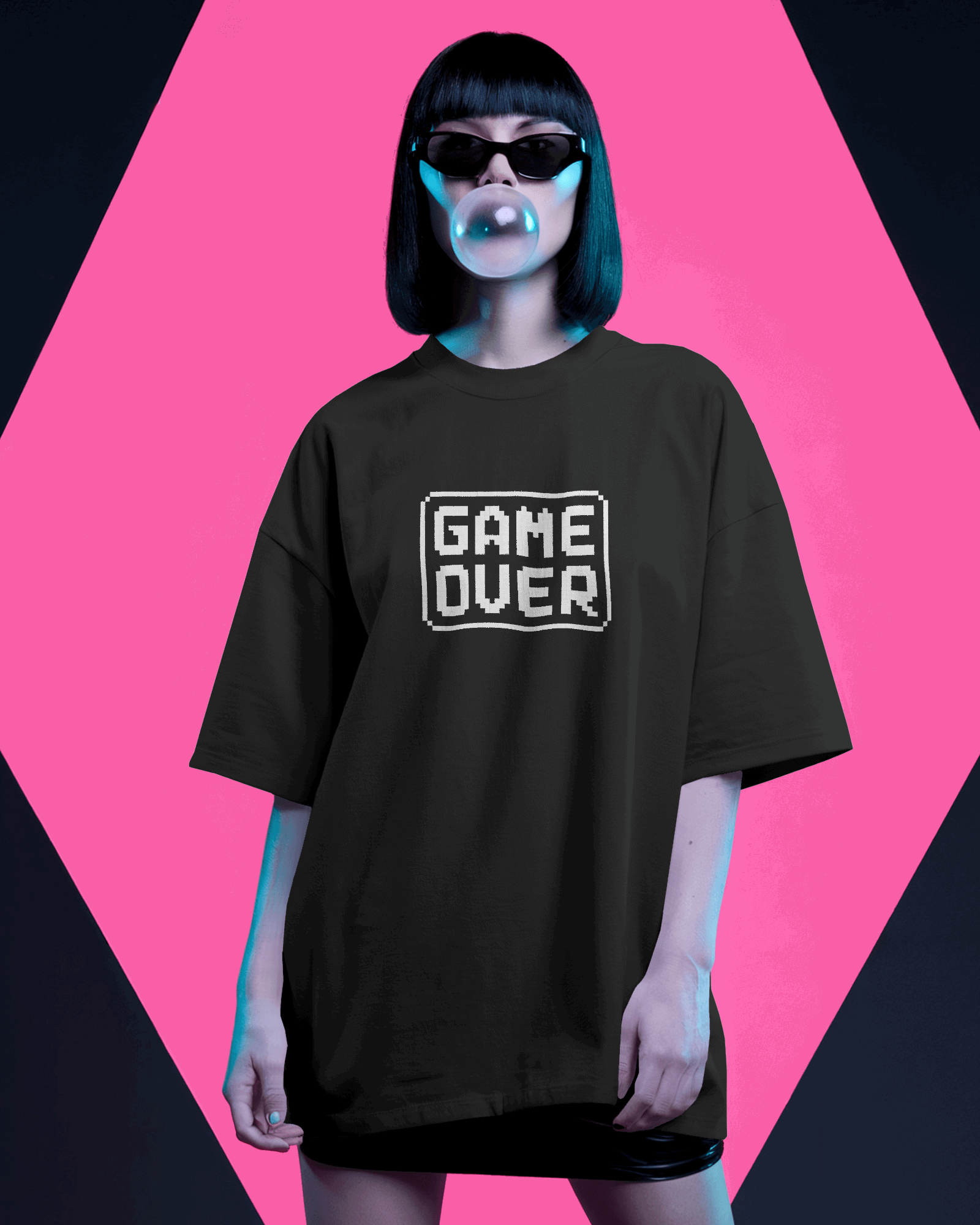 Game Over Graphic printed Oversized Tshirt