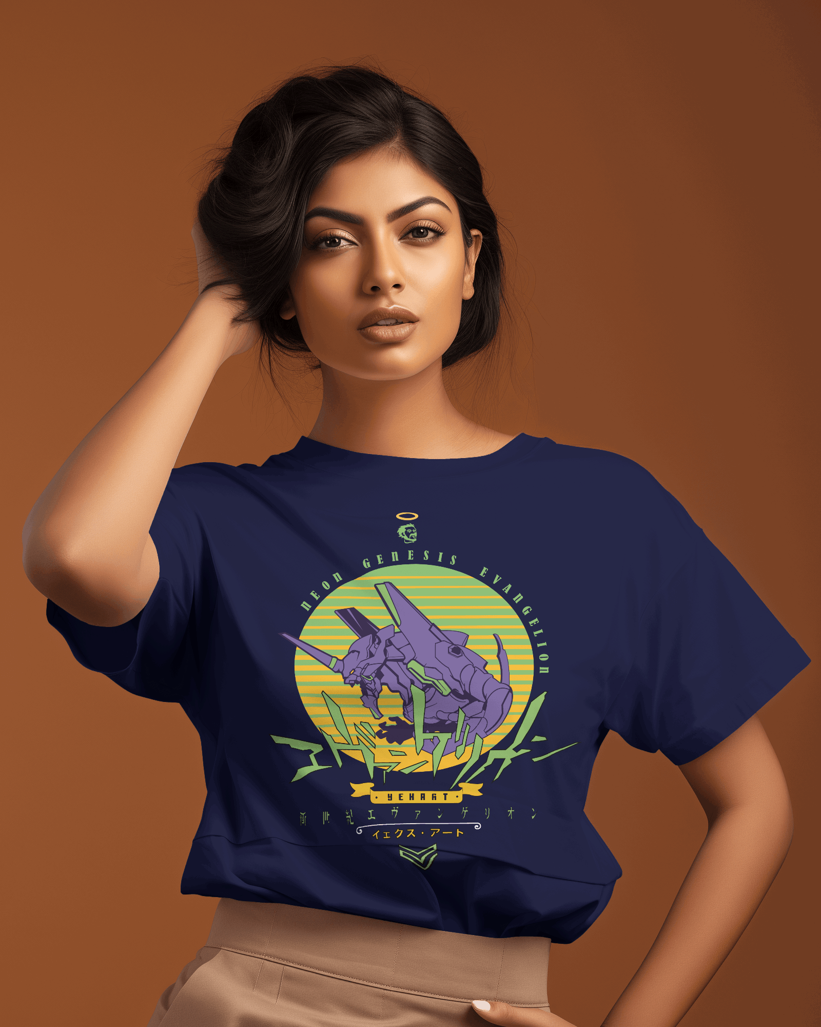 Neon Genesis Evangelion Retro Sunset Mecha T-Shirt