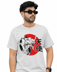 Neon Genesis Evangelion Mecha Red Sun Graphic T-Shirt – White