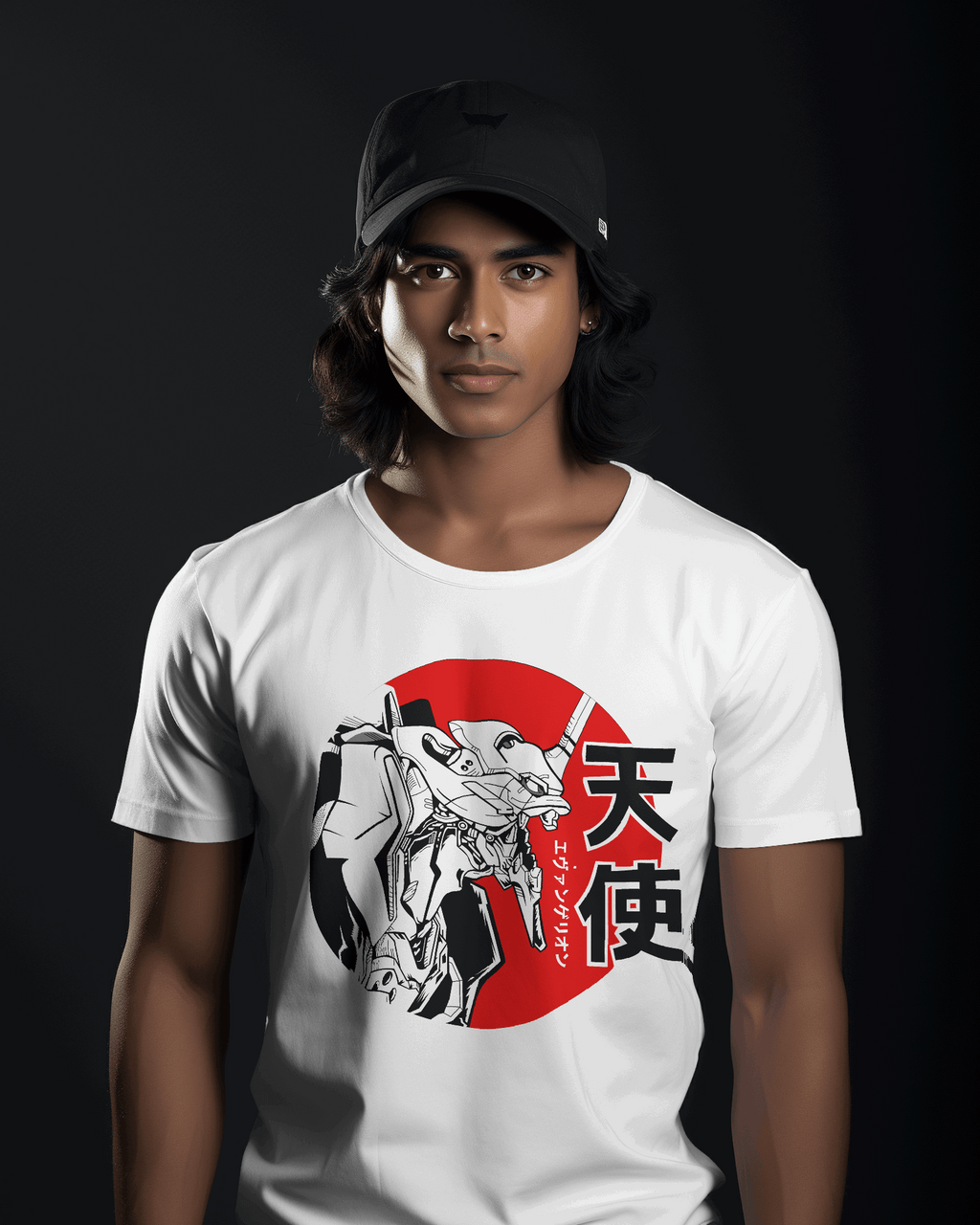 Neon Genesis Evangelion Mecha Red Sun Graphic T-Shirt – White