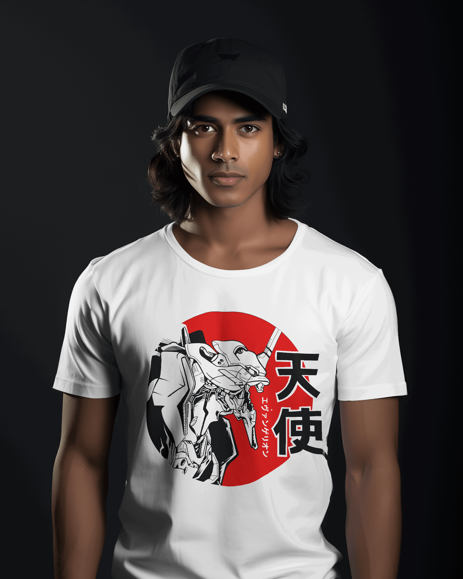 Neon Genesis Evangelion Mecha Red Sun Graphic T-Shirt – White